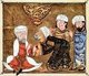 Iraq: Abû Zayd pleads before the Qadi of Ma'arra. Miniature from the 'Maqam' or 'Assembly' of Al-Hariri of Basra, 1335